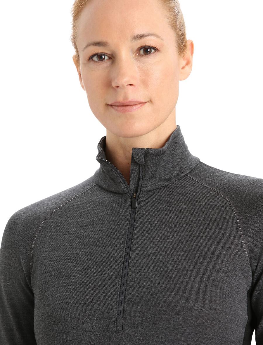 Jet Heather / Black Women's Icebreaker 260 ZoneKnit™ Merino Long Sleeve Half Zip Base Layers | USA 1880TCEV